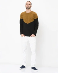 Striped Slim Fit Crew- Neck T-shirt - cotton blend, L (Chest Size: 40 in, Length Size: 28 in) 
