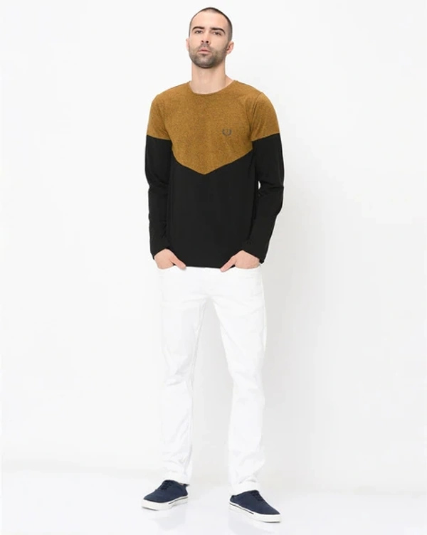 Striped Slim Fit Crew- Neck T-shirt - cotton blend, L (Chest Size: 40 in, Length Size: 28 in) 