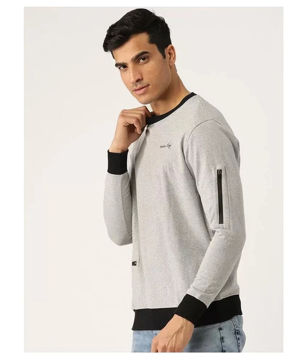Harbor N Bay Grey Sweatshirt - cotton blend, S (Chest Size: 39 in, Length Size: 27 in, Waist Size: 37 in)