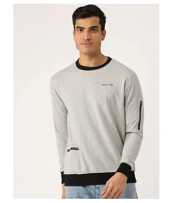 Harbor N Bay Grey Sweatshirt - cotton blend, S (Chest Size: 39 in, Length Size: 27 in, Waist Size: 37 in)