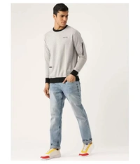 Harbor N Bay Grey Sweatshirt - cotton blend, S (Chest Size: 39 in, Length Size: 27 in, Waist Size: 37 in)
