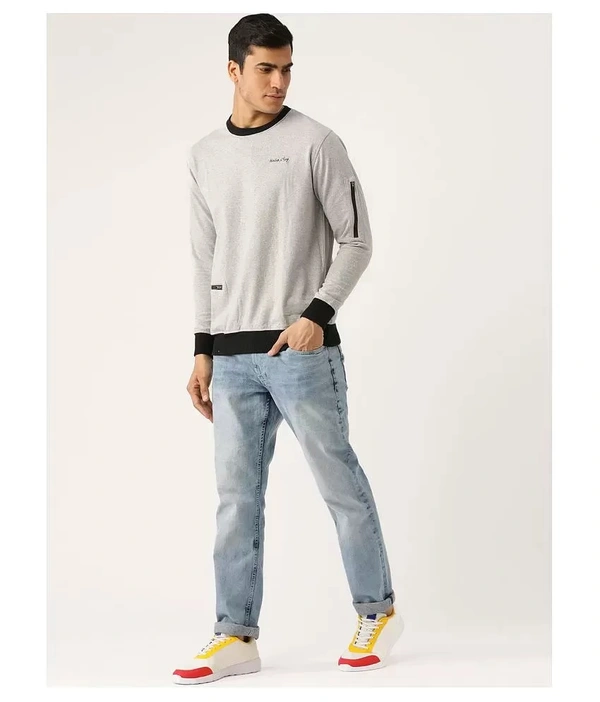 Harbor N Bay Grey Sweatshirt - cotton blend, S (Chest Size: 39 in, Length Size: 27 in, Waist Size: 37 in)