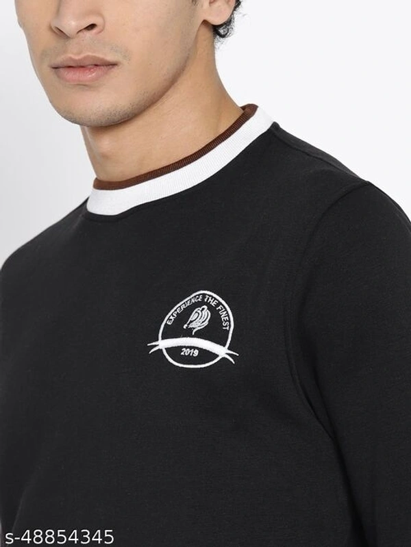 Striped Neck Detail Sweatshirt - cotton, L (Chest Size: 42 in, Length Size: 27 in) 