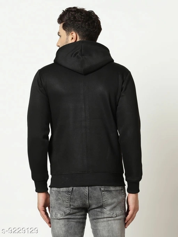 Black Zipper Hodded Sweatshirt - cotton blend, S (Chest Size: 38 in Length Size: 26 in) 