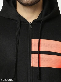 Black Zipper Hodded Sweatshirt - cotton blend, S (Chest Size: 38 in Length Size: 26 in) 