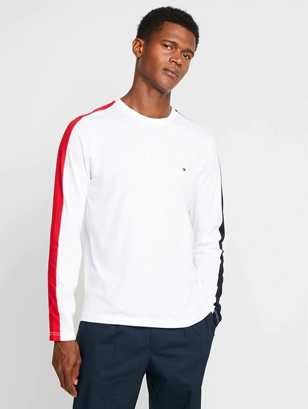 Striped White Slim Fit T-shirt - cotton, XL