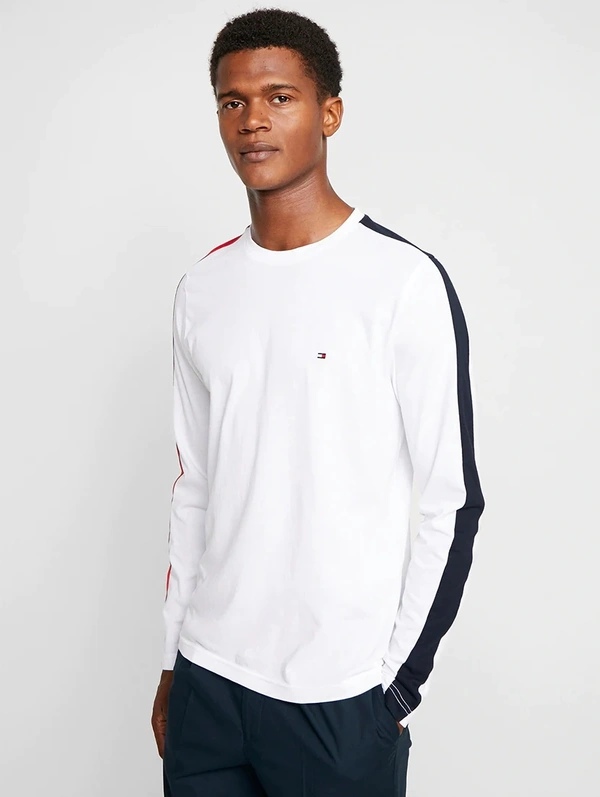 Striped White Slim Fit T-shirt - cotton, XL