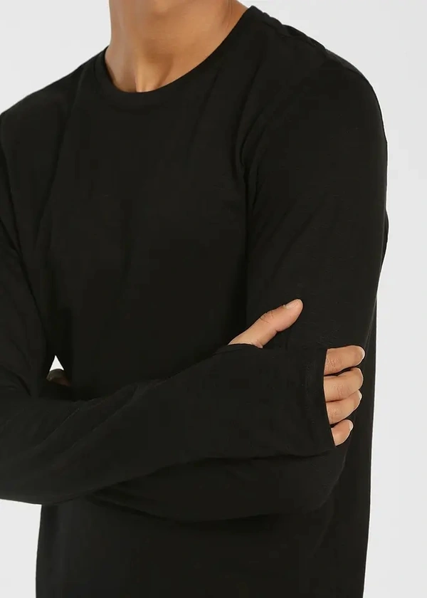 Cotton Round Neck Thumbhole T-shirt - cotton, XL