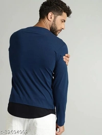 Men Navy Solid Round Neck T-shirt - poly cotton, M (Chest Size: 40 in, Length Size: 27 in) 