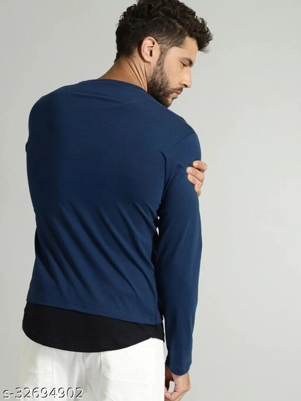Men Navy Solid Round Neck T-shirt - poly cotton, M (Chest Size: 40 in, Length Size: 27 in) 