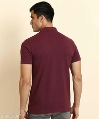 Maroon Basic Polo Neck T-shirt - cotton, M (Chest Size: 38 in, Length Size: 27 in) 