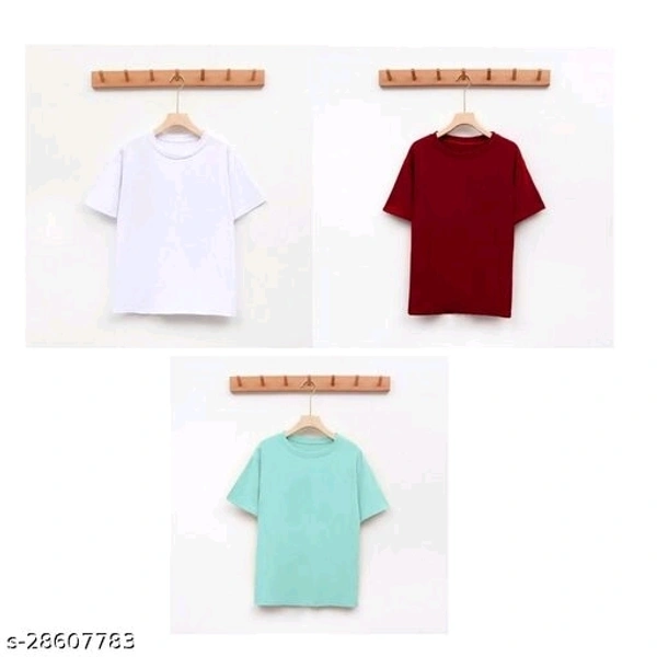 Combo Of 3 Basic T-shirt - cotton, XS (Chest Size: 34 in, Length Size: 23.5 in)