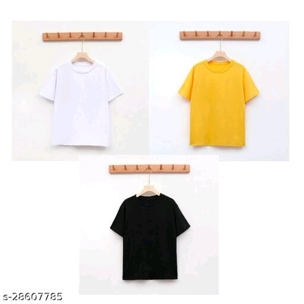 Combo Of 3 Basic T-shirt - cotton, XS (Chest Size: 34 in, Length Size: 23.5 in)