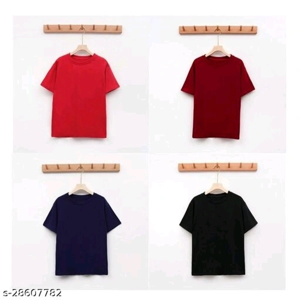 Combo Of 4 Basic T-shirt - cotton, XS (Chest Size: 34 in, Length Size: 23.5 in)
