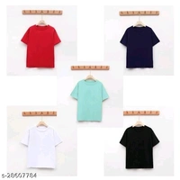 Combo Of 5 Basic T-shirt - cotton, XS (Chest Size: 34 in, Length Size: 23.5 in)