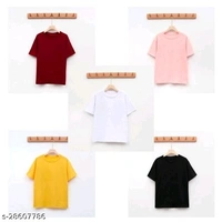 Combo Of 5 Basic T-shirt - cotton, XS (Chest Size: 34 in, Length Size: 23.5 in)