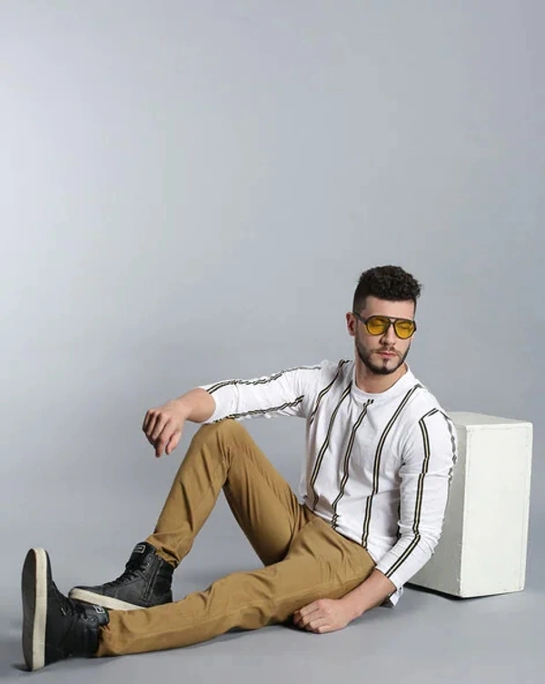 Striped T-shirt with Full Sleeves - cotton, L