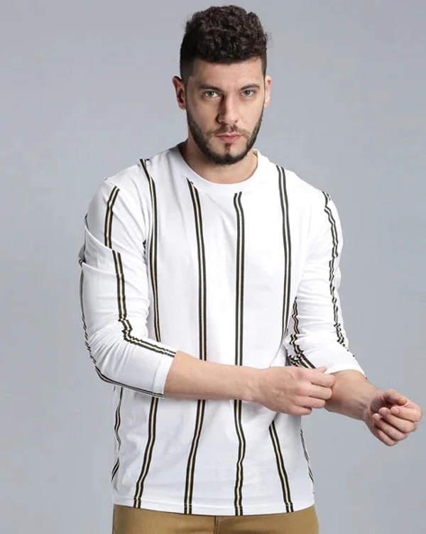 Striped T-shirt with Full Sleeves - cotton, L