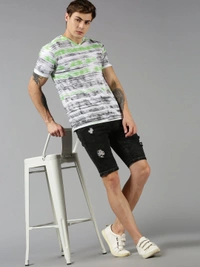 Multi Color Printed Cotton Round Neck T-shirt - cotton, L