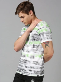Multi Color Printed Cotton Round Neck T-shirt - cotton, L