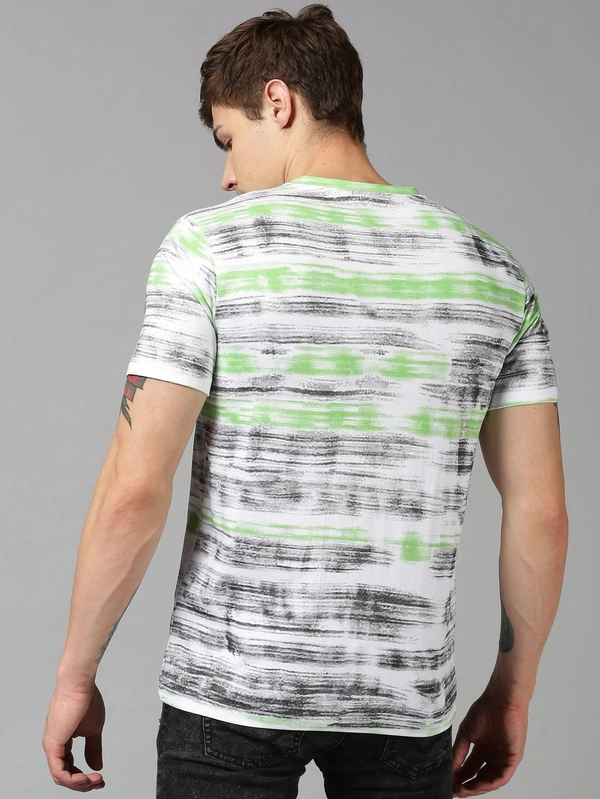 Multi Color Printed Cotton Round Neck T-shirt - cotton, L