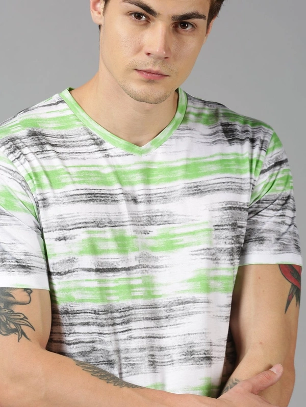 Multi Color Printed Cotton Round Neck T-shirt - cotton, L