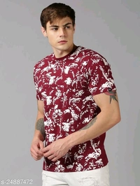 Contrast Floral Print T-shirt - cotton, XL