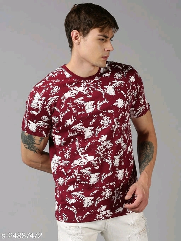 Contrast Floral Print T-shirt - cotton, XL
