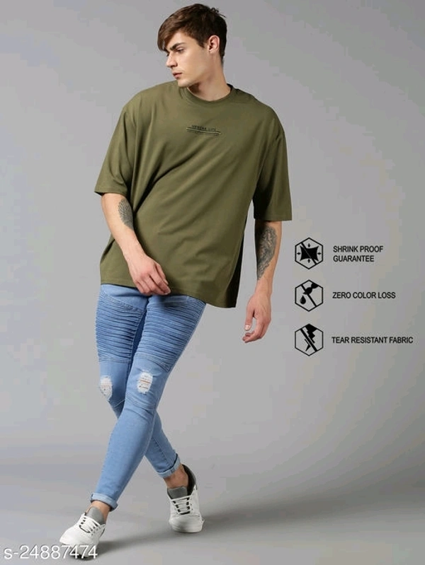 Drop Shoulder Printed Oversized T-shirt - cotton, S
