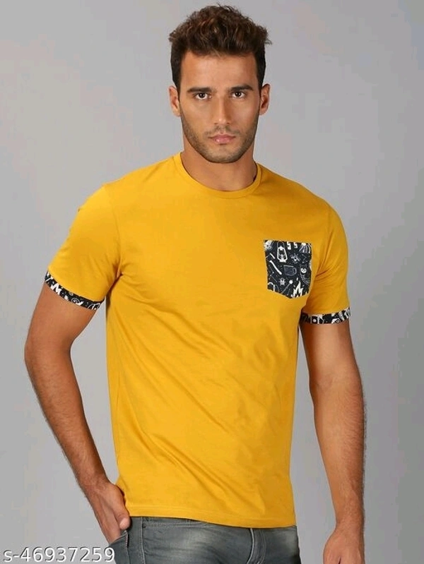 Pocket Print Mustard Yellow T-shirt - cotton, M (Chest Size: 40 in) 