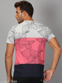 Floral Colour Blocked Print T-shirt - cotton, XL (Chest Size: 44 in) 