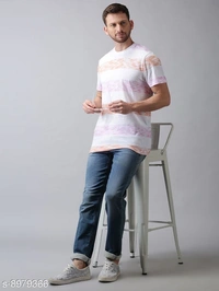Large Striped Pastel T-shirt - cotton blend, L (Chest Size: 42 in) 