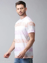 Large Striped Pastel T-shirt - cotton blend, L (Chest Size: 42 in) 
