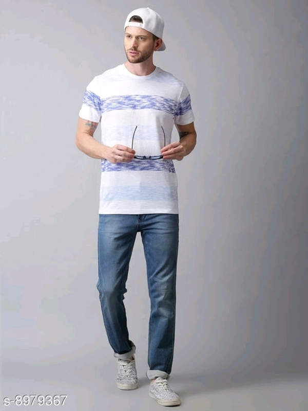 Large Striped Pastel T-shirt - cotton blend, M (Chest Size: 40 in) 