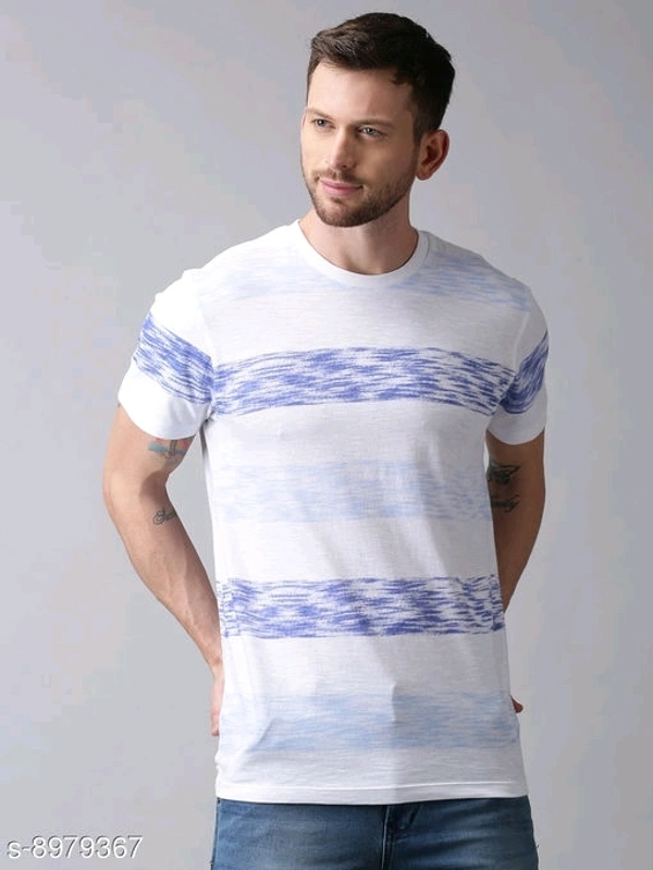 Large Striped Pastel T-shirt - cotton blend, L (Chest Size: 42 in) 