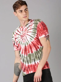 Tie Dye Cotton Crew Neck T-shirt - cotton, S (Chest Size: 38 in) 