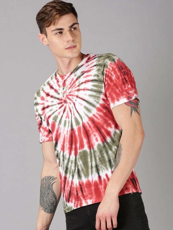 Tie Dye Cotton Crew Neck T-shirt - cotton, S (Chest Size: 38 in) 