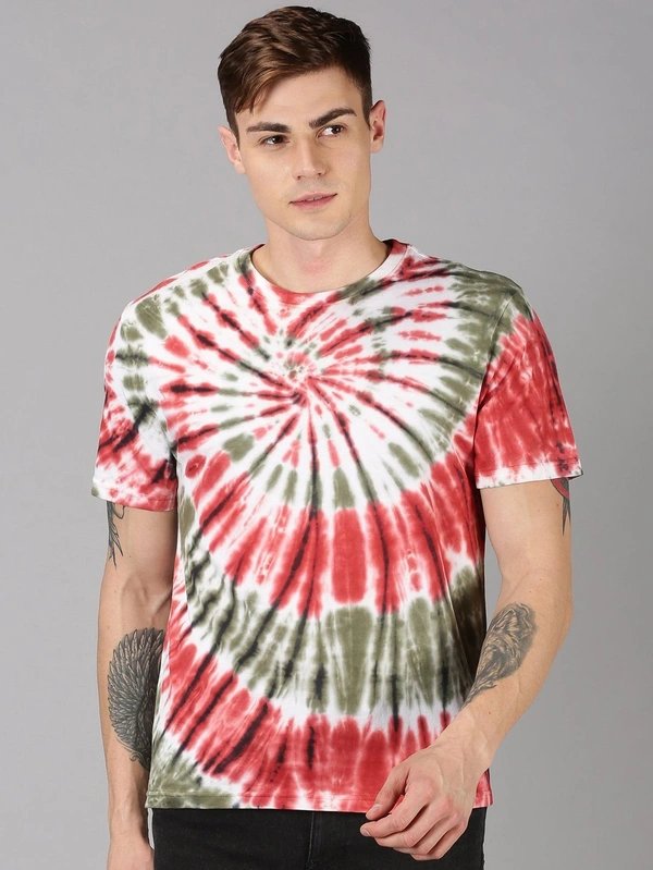 Tie Dye Cotton Crew Neck T-shirt - cotton, L (Chest Size: 42 in) 
