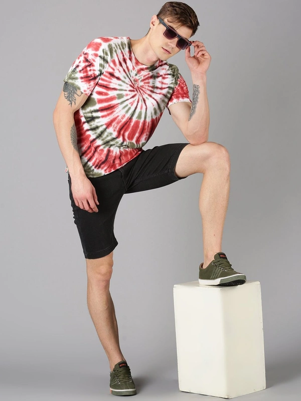 Tie Dye Cotton Crew Neck T-shirt - cotton, L (Chest Size: 42 in) 