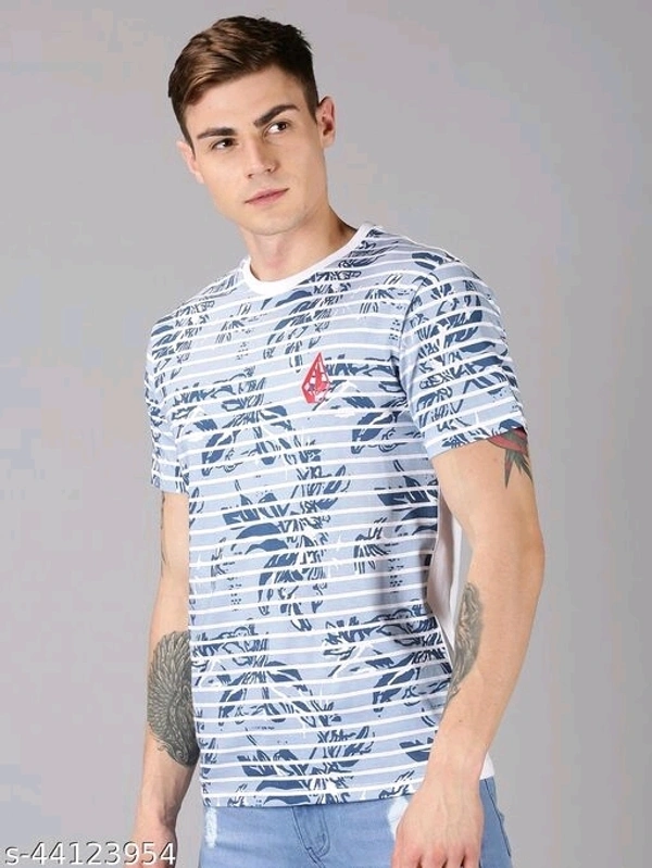 Floral Striped T-shirt - cotton, S (Chest Size: 38 in) 
