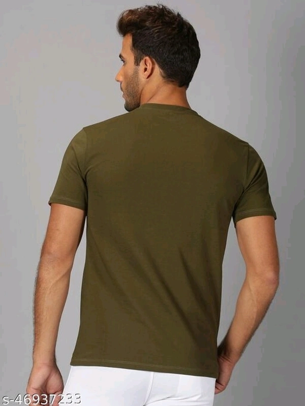 Olive Green Pocket Detailing T-shirt - cotton, S (Chest Size: 38 in) 