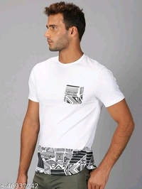 Graphic Half Sleeves T-shirt - cotton, S (Chest Size: 38 in) 