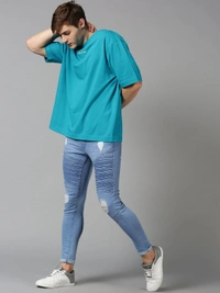 Drop Shoulder Printed Oversized T-shirt - cotton, S