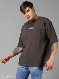 Drop Shoulder Printed Oversized T-shirt - cotton, S