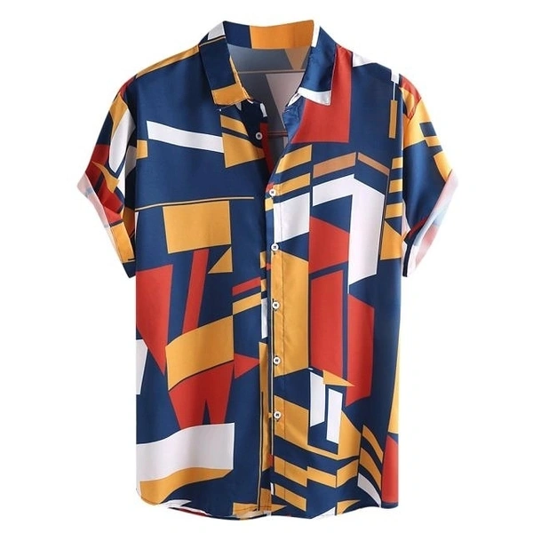 Abstract Print Half Sleeve Shirt - Lycra, S (Chest Size: 38 in, Length Size: 27.5 in) 