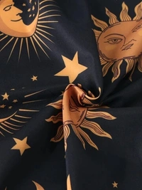 Sun Moon Pattern Printed Shirt - Lycra, L (Chest Size: 42 in, Length Size: 28.5 in) 
