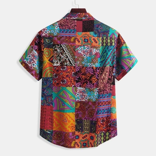 Bandana Print Abstract Half Sleeve Shirt - cotton, M (Chest Size: 41 in, Length Size: 28 in) 