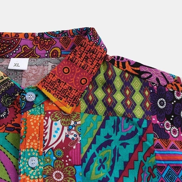 Bandana Print Abstract Half Sleeve Shirt - cotton, M (Chest Size: 41 in, Length Size: 28 in) 