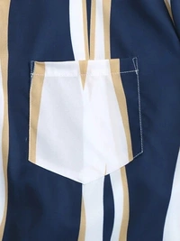 Navy Blue Striped Half Sleeve Shirt - poly cotton, XL (Chest Size: 42 in, Length Size: 30 in) 