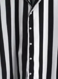 Black Striped Half Sleeve Shirt - Rayon, S (Chest Size: 37 in, Length Size: 28in) 